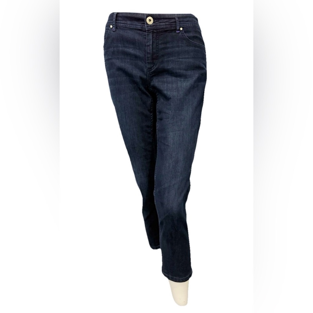 Chico’s Platinum Denim Cropped Straight Jeans Dark Wash Size 0 / US 4